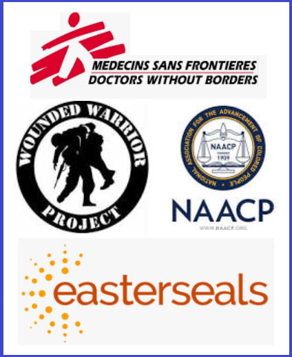 Easter Seasl Wounded Warrior NAACP Doctors without Borders logo